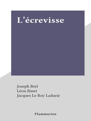 cover image of L'écrevisse